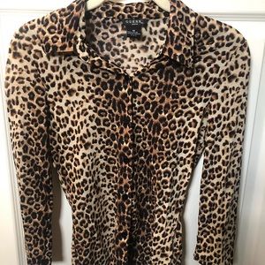 Guess Leopard print button up blouse